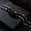 Bracelet Stainless Steel Hiphop Geometric Electroplating Tiger Eye Stone