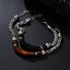 Bracelet Stainless Steel Hiphop Geometric Electroplating Tiger Eye Stone