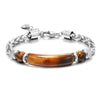 Bracelet Stainless Steel Hiphop Geometric Electroplating Tiger Eye Stone