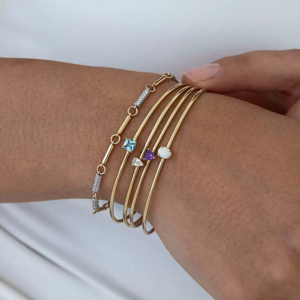Bracelet Stainless Steel Inlaid Zircon Electroplating Literary Ins Style Geometric