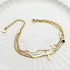 Bracelet Stainless Steel Inlaid Zircon Geometric Leaf Cross Multilayer Electroplated French Retro Minimalist