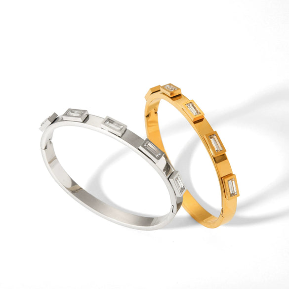 Bracelet Stainless Steel Inlaid Zircon Geometric Retro Light Luxury