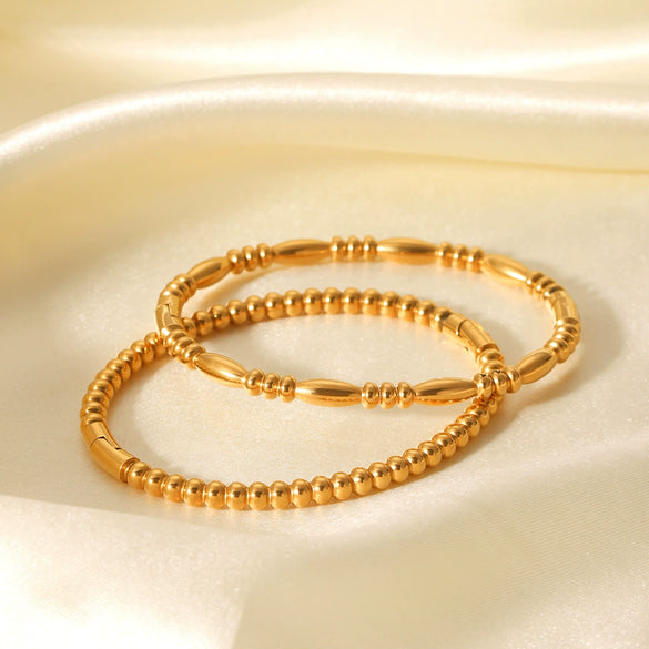 Bracelet Stainless Steel Ins Style Geometric Round Bead Gold Bean Electroplating