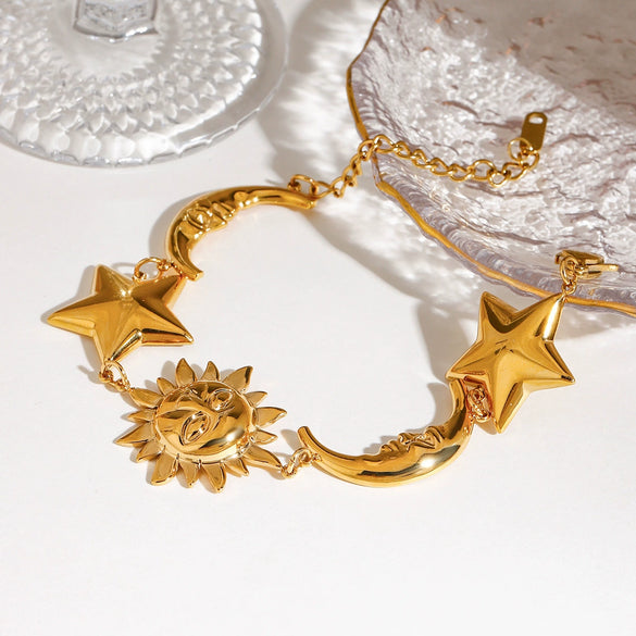 Bracelet Stainless Steel 18K Gold Geometric Electroplating Style
