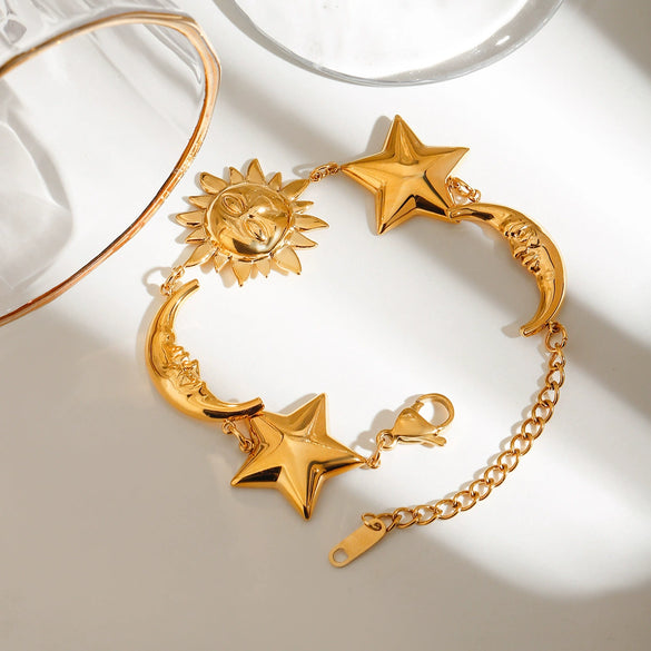 Bracelet Stainless Steel 18K Gold Geometric Electroplating Style