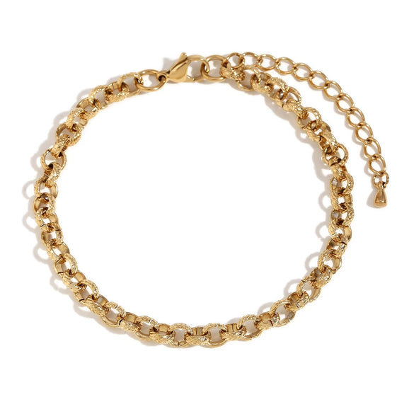 Bracelet Stainless Steel 14K Gold Plated Geometric Pattern Handmade For Women