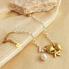 Bracelet Stainless Steel 18K Gold Plated Starfish Shell Pearl Heart Geometric Design For Women