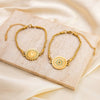 Bracelet Stainless Steel 18K Gold Sunflower Shape Star Pattern Electroplating Unisex