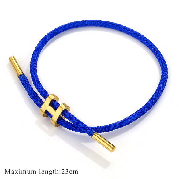 Bracelet Stainless Steel 18K Goldplated Ishaped Buckle Red Rope Electroplating Unisex Simple