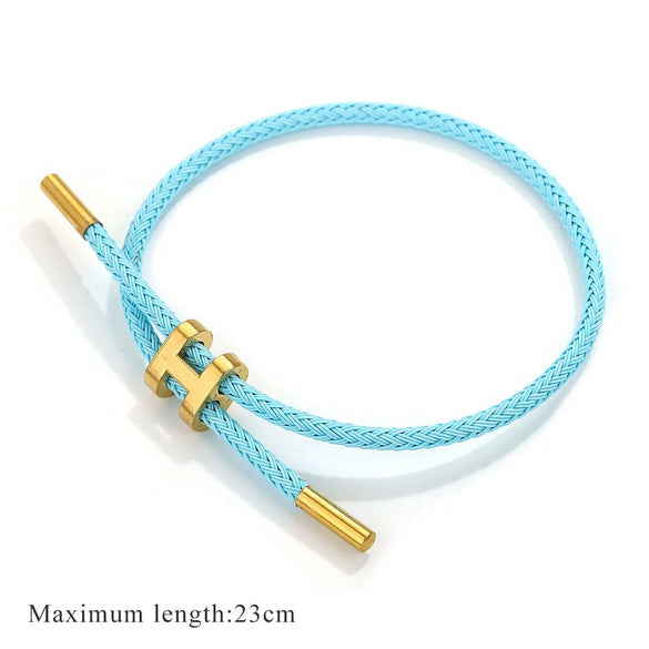 Bracelet Stainless Steel 18K Goldplated Ishaped Buckle Red Rope Electroplating Unisex Simple