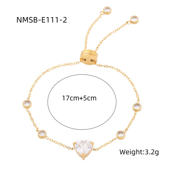 Bracelet Stainless Steel Love Zircon High Grade Titanium Steel Peach Heart Electroplated Couple Fashion
