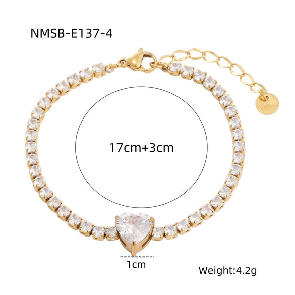 Bracelet Stainless Steel Love Zircon High Grade Titanium Steel Peach Heart Electroplated Couple Fashion