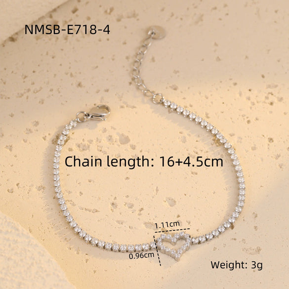 Bracelet Stainless Steel Love Zircon High Grade Titanium Steel Peach Heart Electroplated Couple Fashion