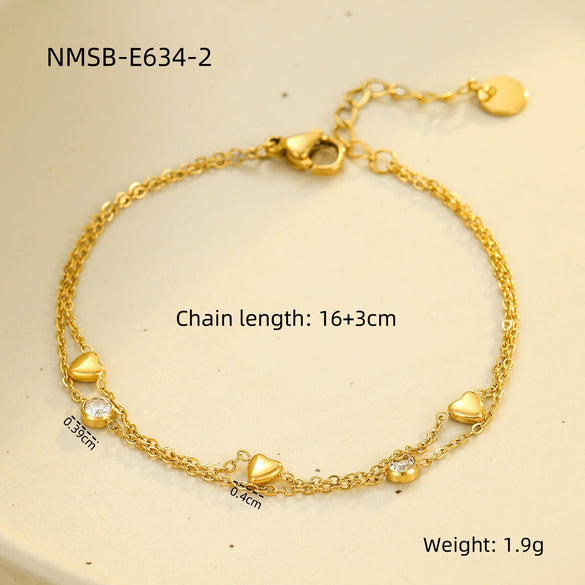 Bracelet Stainless Steel Love Zircon High Grade Titanium Steel Peach Heart Electroplated Couple Fashion