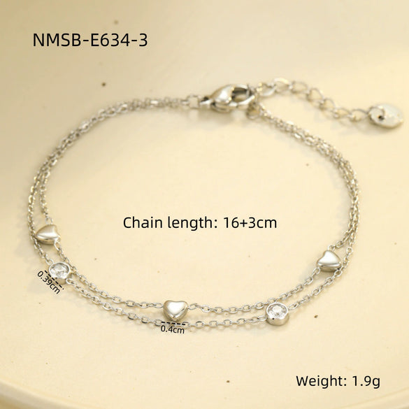 Bracelet Stainless Steel Love Zircon High Grade Titanium Steel Peach Heart Electroplated Couple Fashion