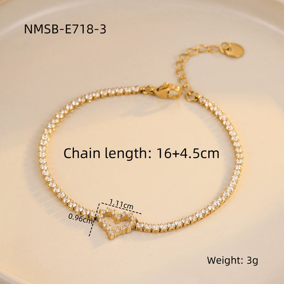Bracelet Stainless Steel Love Zircon High Grade Titanium Steel Peach Heart Electroplated Couple Fashion