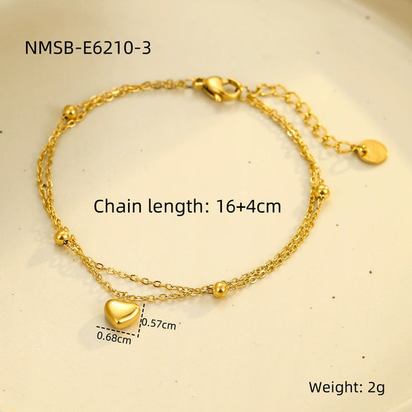 Bracelet Stainless Steel Love Zircon High Grade Titanium Steel Peach Heart Electroplated Couple Fashion