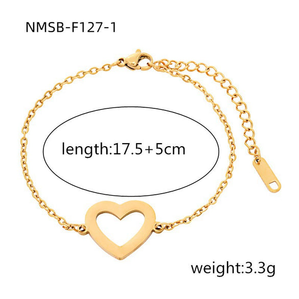 Bracelet Stainless Steel Love Zircon High Grade Titanium Steel Peach Heart Electroplated Couple Fashion