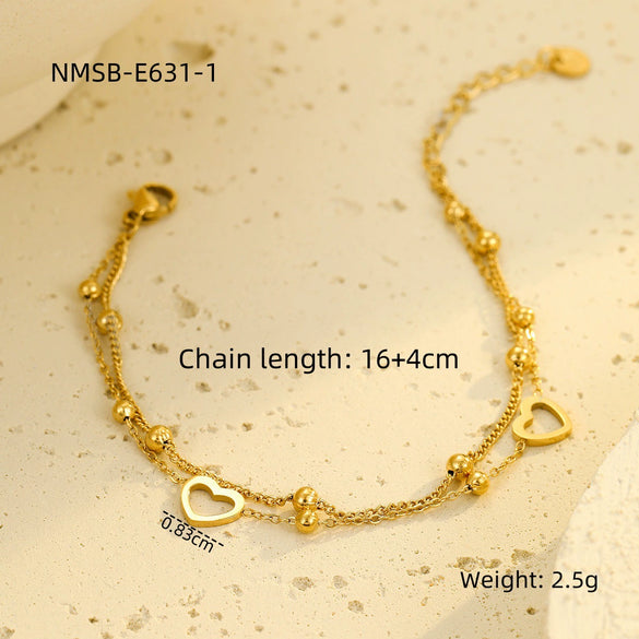 Bracelet Stainless Steel Love Zircon High Grade Titanium Steel Peach Heart Electroplated Couple Fashion