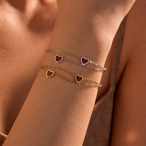 Bracelet Stainless Steel Love Zircon High Grade Titanium Steel Peach Heart Electroplated Couple Fashion