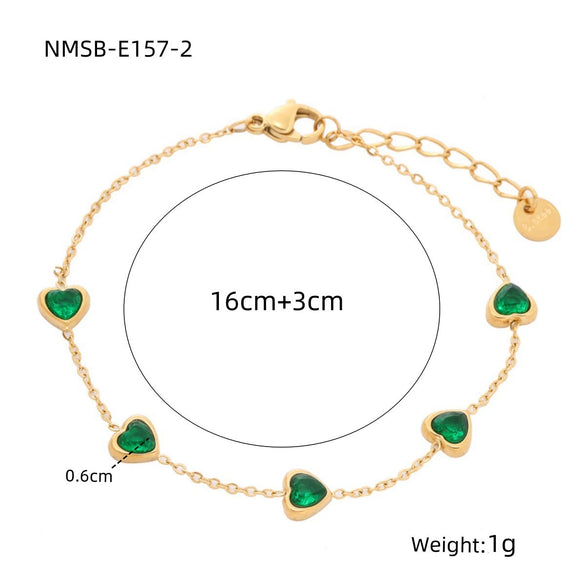 Bracelet Stainless Steel Love Zircon High Grade Titanium Steel Peach Heart Electroplated Couple Fashion