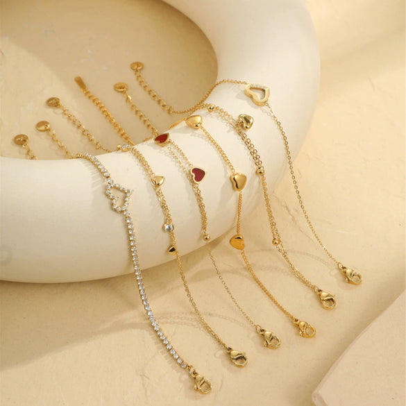 Bracelet Stainless Steel Love Zircon High Grade Titanium Steel Peach Heart Electroplated Couple Fashion
