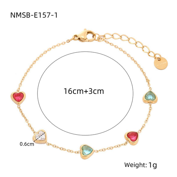 Bracelet Stainless Steel Love Zircon High Grade Titanium Steel Peach Heart Electroplated Couple Fashion