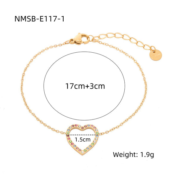 Bracelet Stainless Steel Love Zircon High Grade Titanium Steel Peach Heart Electroplated Couple Fashion
