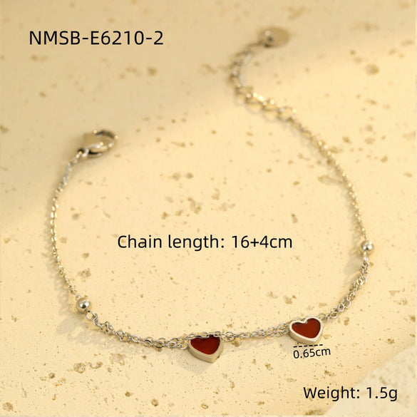 Bracelet Stainless Steel Love Zircon High Grade Titanium Steel Peach Heart Electroplated Couple Fashion