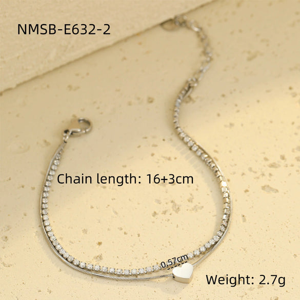 Bracelet Stainless Steel Love Zircon High Grade Titanium Steel Peach Heart Electroplated Couple Fashion
