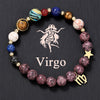 Bracelet Stainless Steel Natural Stone Granite Beaded Handmade Geometric Eight Planets 12 Constellations Unisex Women
