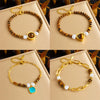 Bracelet Stainless Steel Oval Tiger Eye Maillard Style Handmade Woven Beaded Love Gem Pendant Chain Stitching