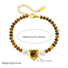 Bracelet Stainless Steel Oval Tiger Eye Maillard Style Handmade Woven Beaded Love Gem Pendant Chain Stitching