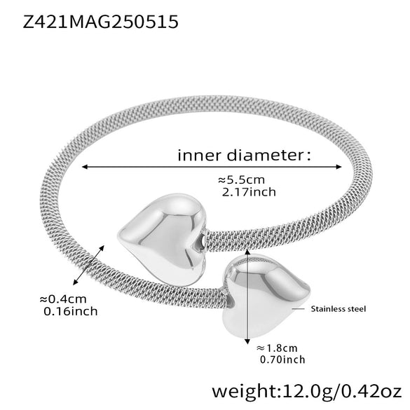 Bracelet 316L Stainless Steel Peach Heart Shape Electroplating Fashion Jewelry