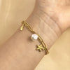 Bracelet Stainless Steel Pearl Heart Starfish Feather Pendant Double Layer 18K Gold Plated Electroplated