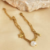 Bracelet Stainless Steel Pearl Heart Starfish Feather Pendant Double Layer 18K Gold Plated Electroplated