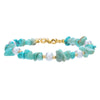 Bracelet Stainless Steel Pearl Lapis Lazuli Handmade Geometric Style