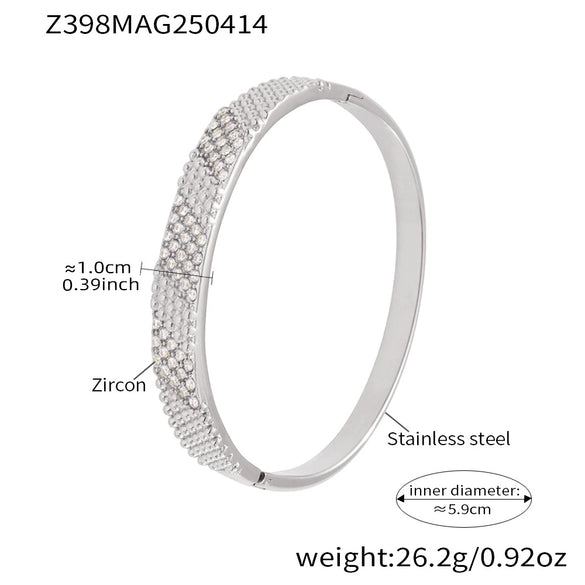 Bracelet 316L Stainless Steel Pink Row Drill 5A Zircon Ultraflash Buckle Electroplating Fashion Geometric Jewelry