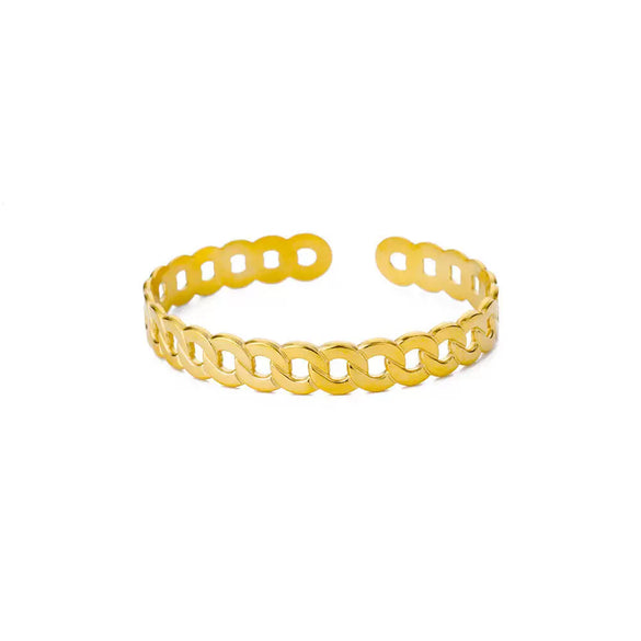 Bracelet Stainless Steel Pleated Pattern Open Circle Electroplating
