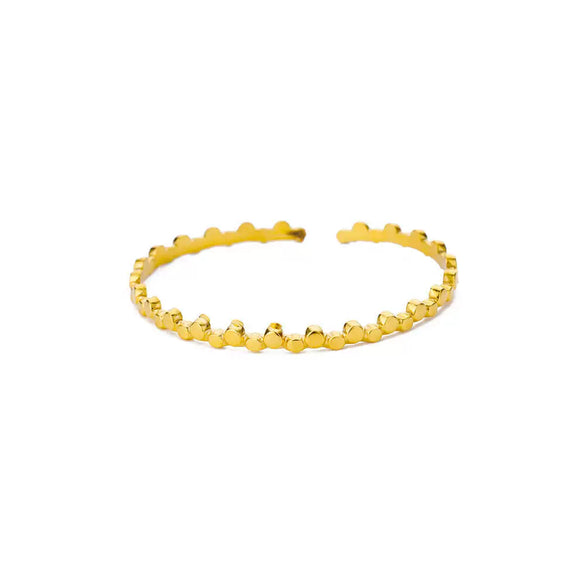 Bracelet Stainless Steel Pleated Pattern Open Circle Electroplating
