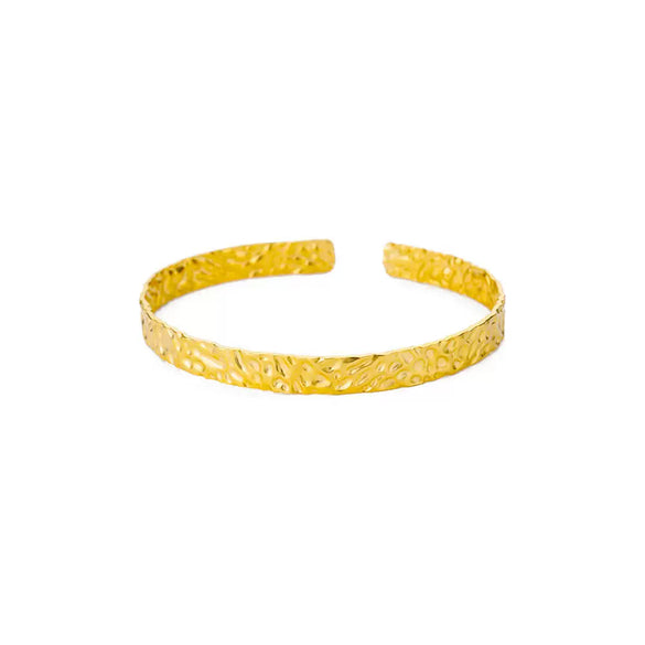 Bracelet Stainless Steel Pleated Pattern Open Circle Electroplating