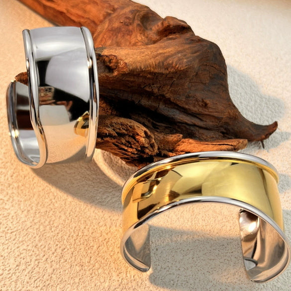 Bracelet Stainless Steel Retro Geometric Electroplating Irregular Glow Wide Open