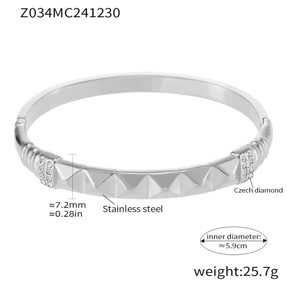 Bracelet 316L Stainless Steel Rhinestone Electroplated Geometric Rivet Buckle