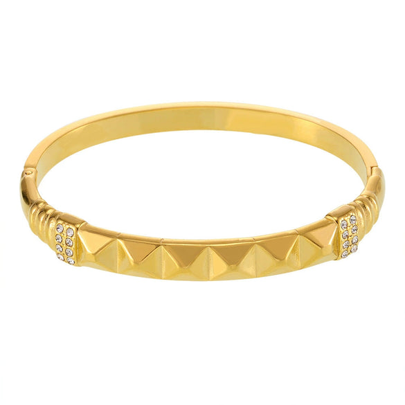 Bracelet 316L Stainless Steel Rhinestone Electroplated Geometric Rivet Buckle