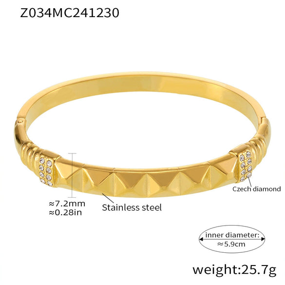 Bracelet 316L Stainless Steel Rhinestone Electroplated Geometric Rivet Buckle