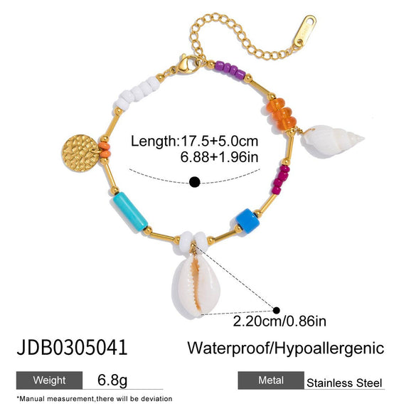 Bracelet Stainless Steel Stacked Style Shell Conch Pattern Electroplated Jewelry