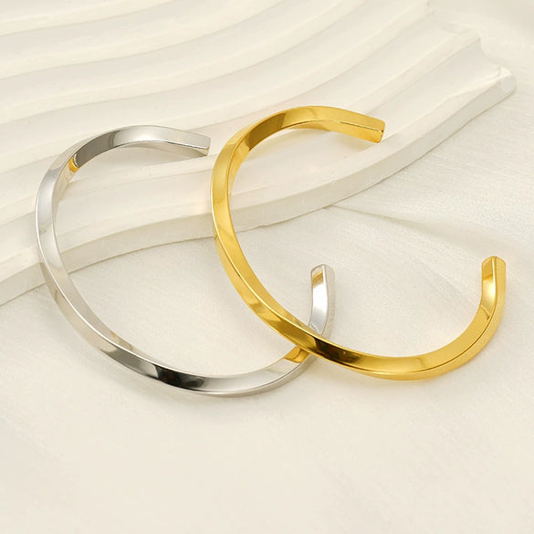 Bracelet Stainless Steel Twisted C Shaped Electroplated Geometric Fashion For Women And Couple