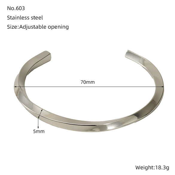 Bracelet Stainless Steel Twisted C Shaped Electroplated Geometric Fashion For Women And Couple