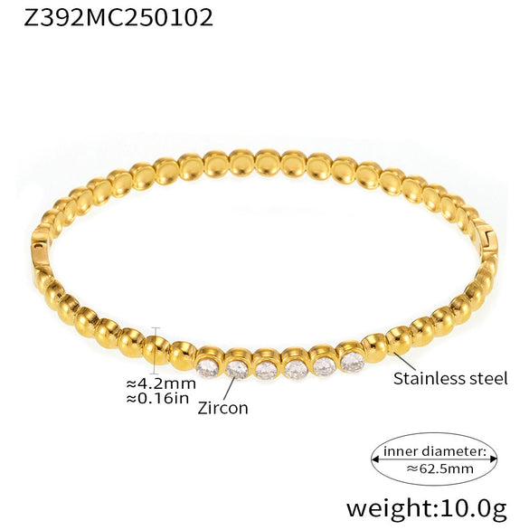 Bracelet 316L Stainless Steel Zircon Shell Beads Geometric Hand Inlaid Electroplated