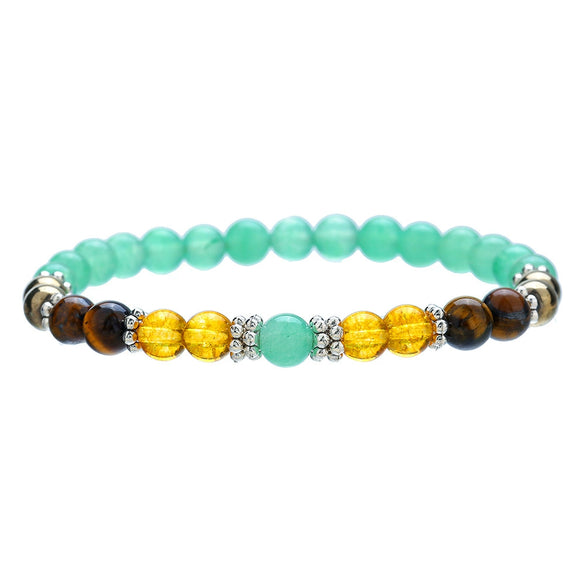 Bracelet Stone Geometric Handmade Retro Black Onyx Citrine Yellow Tiger Eye Unisex